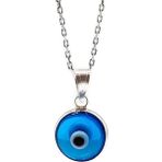 Sylvery Jewels 10 mm Nazar Boncuğu Gümüş Kolye 925 Ayar Gümüş Nazar Boncuğu Göz Kolye - Açık Mavi