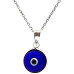 Sylvery Jewels 10 mm Nazar Boncuğu Gümüş Kolye 925 Ayar Gümüş Nazar Boncuğu Göz Kolye - Lacivert