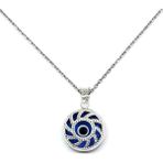 Sylvery Jewels Şeffaf Açık Mavi Renk Göz Nazar Boncuğu Kolye 925 Ayar Gümüş Nazar Boncuğu Kolye