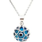 Sylvery Jewels Şeffaf Açık Renk Mavi Göz Nazar Boncuğu Yuvarlak Kolye 925 Ayar Gümüş Nazar Boncuğu Kolye
