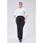 Symirna Yüksek Bel Bol Paça Fermuarlı Büyük Beden Kadın Pantolon - 3XL - 0 Siyah