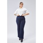Symirna Yüksek Bel Bol Paça Fermuarlı Büyük Beden Kadın Pantolon - 7XL - 0-Lacivert