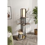 Symrna MDF Raflı Ayaklı Lamba – Modern Aydınlatmalı Kitaplık Tasarımı, Demonte Kolay Kurulum, Salon ve Oturma Odası İçin Dekoratif Aydınlatma ve Çok Amaçlı Depolama Ünitesi (Mese)
