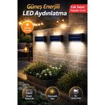SYN AKSESUAR 10 LEDLİ Güneş Enerjili Bahçe Aydınlatma | Solar Duvar Lambası Beyaz, Su Geçirmez LED Işık