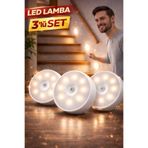 SYN AKSESUAR 3’lü Set Hareket Sensörlü Şarjlı LED Lamba– Kablosuz Otomatik Algılama Gece Lambası