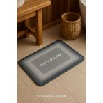 SYN AKSESUAR Kare Gri Su Emici Kaymaz Banyo Paspası, Hızlı Kuruyan Şık Desenli Paspas