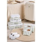 Synee 6 Parça Çizgili Valiz Içi Düzenleyici Seti Seyahat Organizer Bavul Düzenleme Çantası Lüks Travel Organizer Seti - Beyaz