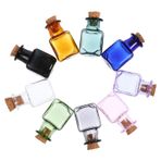 SynHHergyx 9 adet Mini cam renkli şişe mantar renkli küçük cam kavanozlar 2ml dikdörtgen gözlük şişeler mantar ile parti ev dekorasyon cadılar bayramı