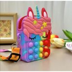 Synope Silikon Sevimli Askılı Pop-It Unicornlu Kız Çocuk Cüzdan Çanta Çocuk Para Taşıma Çantası - Mor - Mor