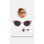 synshop Pudra Pembe Kız Çocuk Güneş Gözlüğü UV400 Kedi Göz Model Mat Şık Hafif Dayanıklı Çocuk Gözlük