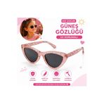 synshop UV400 Korumalı Kız Çocuk Güneş Gözlüğü Kedi Göz Model Simli Altın Bej Hafif Dayanıklı Çocuk Gözlük
