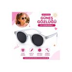 synshop UV400 Korumalı Kız Çocuk Güneş Gözlüğü Yuvarlak Model Simli Gri Gümüş Hafif Dayanıklı Çocuk Gözlük