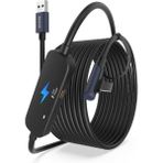 Syntech 5 M USB 3.0 Şarj ve Bağlantı Kablosu – Meta Quest 3s/quest 3/oculus Quest 2 Uyumlu, Ekstra Şarj Portlu Vr Pc/steamvr Oyun Kablosu - Siyah