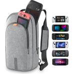 Syntech Taşıma Çantası – Steam Deck OLED / Rog Ally x / Rog Xbox Ally x / Legion Go S / Nintendo Switch 2 / Ps Portal Uyumlu, Geniş Saklama Alanlı Konsol ve Aksesuar Seyahat Omuz Çantası – Gri