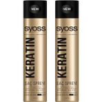 Syoss 400 ml x 2 Keratin Saç Spreyi Siyah Renk ile 48 Saat Ekstra Güçlü Tutuş ve Parlaklık - 1 Siyah
