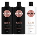 Syoss Keratin Kuru ve Cansız Saçlar İçin 2X500 ml Şampuan+500 ml Saç Kremi Seti