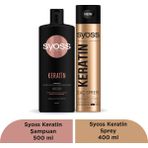 Syoss Keratın Mükemmelliği Şampuan 500 ml 1 Adet Saç Bakım Şampuanı - Syoss Keratin Sprey 400 ml 1 Adet Yoğun Parlaklık Veren Saç Spreyi