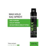 Syoss Max Hold Saç Spreyi, 400 ml, Hızlı Kuruma, Kolay Taranma, 48 Saat Mega Güçlü Tutuş