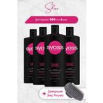 Syoss Shine 4x500 ml Şampuan + Şampuan Fırçası