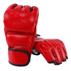 Syrisora Yarım Parmak Boks Eldivenleri, Yarım Parmak Kickboks Eldivenleri, Uniseks MMA Eldivenleri Savaş Dövüş Eğitimi Için Açık Avuç İçi Yarım Parmak Boks Eldivenleri Kırmızı