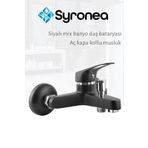 Syronea Siyah Mix Banyo Bataryası Duş Aç Kapa Musluk Sıcak Soğuk Su Girişli 3 Yıl Garanti