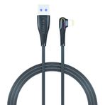 Syrox C106 2.0A 1 mt RGB Ledli USB-A 90 Derece Lightning Siyah Şarj ve Data Kablosu