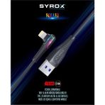 Syrox C106 Lightning 90 Derece RGB Led 1 mt 2A Data Şarj Kablosu Siyah