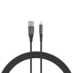 Syrox C134AL 2.4A 1.20mt Ledli Örgülü Metal Başlıklı USB-A - Lightning Şarj & Data Kablosu - Siyah