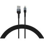 Syrox C135AL 2.4A 1.20 mt Ledli Örgülü USB-A Siyah Lightning Şarj ve Data Kablosu