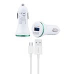 Syrox C47 2.4A Beyaz Araç Şarj Aleti Micro Usb Kablo Set