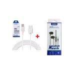 Syrox C65 Micro Usb 2.0 Amper Hızlı Şarj Kablosu,Samsun Uyumlu 100 Cm +Sunix Sx-08 Kablolu Kulaklık
