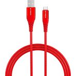 Syrox C89 2.0A 1 mt Metal Başlıklı USB-A Micro USB Kırmızı Şarj ve Data Kablosu