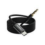 Syrox DT24T-J Type-C 3.5 mm 1 mt AUX Dönüştürücü Siyah Ses Kablosu