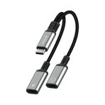Syrox DT40T-TT 2 in 1 Type-C 2X Type-C Gri Ses ve Şarj Ayırıcı Dönüştürücü