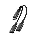 Syrox Dt40T-Tt 3.0A Type-C / Type-C / Type-C Dönüştürücü Kulaklık Şarj Dönüştürücü Hasır Kablolu