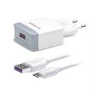 Syrox EU_32_HUAWEI Mate 30 Lite Uyumlu Type-C Girişli Hızlı Şarj Cihazı Seti Adaptör+Kablo Q32 3.0 Amper - Beyaz