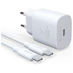 Syrox iPHONE 15 Uyumlu Qc3.0 Pd 25W Hızlı Şarj Aleti Type-C kablo + başlık Yerli Üretim - Beyaz