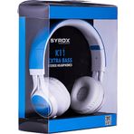 Syrox K11 Extra Bass 1.50 mt 3.5 mm AUX Kablolu Mikrofonlu Mavi-Beyaz Kulak Üstü Kulaklık