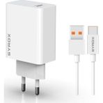 Syrox M33T 3.0A 33W Turbo 1 mt USB-A Type-C Kablolu USB-A Çıkışlı Beyaz Şarj Cihazı