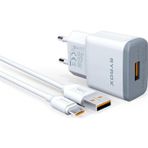 Syrox Q20 2.0A 1 mt USB-A Micro USB Kablolu 1XUSB-A Port Çıkışlı Beyaz Şarj Cihazı