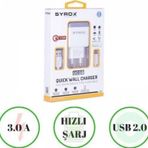 Syrox Umut_vodafone Smart Pro 7 Uyumlu Type-c Girişli Hızlı Şarj Cihazı Seti Adaptör+kablo Q32 3.0 Amper