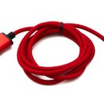SYSTEM-S Audio USB kablosu 100 cm 3,5 mm jak soketi 2.0 Tip A fiş AUX adaptörü örgülü kırmızı