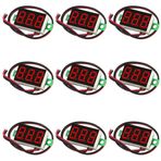 SYUAB 9 adet Voltaj Ölçer 0,36 inç 2 Tel DC 0-32V Üç Haneli Panel LED Ekran Paneli Montaj Araba Motosiklet Pil Monitörü Test Cihazı Ters Polarite Koruması Doğru Basınç Ölçümü (Kırmızı)