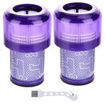 Syxtidy Dyson V12 Detect Slim elektrikli süpürge için yedek filtre, Absolute Extra/Total Clean/Fluffy aksesuar arka filtre yedek parçası 971517-01 (2 adet Hepa filtre 1 temizleme fırçası)