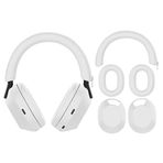 Szaerfa Sony WH-1000XM5 için Kulaklık Kulaklığı Kılıfı + Kulak Kılıfı + Kafa Bandı Yastık Koruyucu, Yumuşak Silikon Kulaklık Kabuk Kapak Aksesuarları (Beyaz)