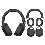 Szaerfa Sony WH-1000XM5 için Kulaklık Kulaklığı Kılıfı + Kulak Kılıfı + Kafa Bandı Yastık Koruyucu, Yumuşak Silikon Kulaklıklar Kabuk Kapak Aksesuarları (Siyah)