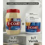 T-Coat Yeni Nesil Dönüşüm Boyası (1lt Beyaz+1lt Vernik)Ahşap-Cam-Plastik-Duvar-Fayans-Dolap
