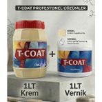 T-Coat Yeni Nesil Dönüşüm Boyası (Krem 1lt + 1lt Vernik) Ahşap-Cam-Plastik-Duvar-Fayans-Dolap