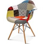 T.concept Patchwork Kolçaklı Renkli Sandalye Ahşap Ayaklı