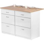T Designo 120 cm Modern Mutfak Adası - 6 Çekmeceli Beyaz Mdflam-Suntalam Malzeme ile Geniş Depolama